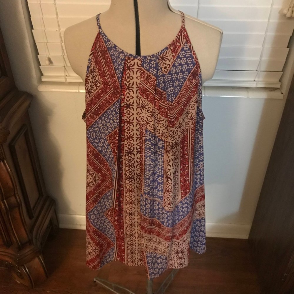 Violet & Claire Halter Top Red Blue Size Large